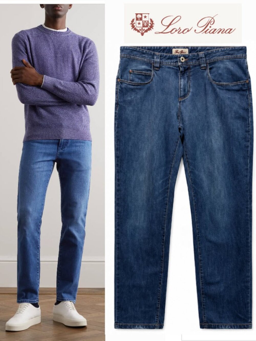Loro Piana Men’s Straight Leg Stretch Jeans 36 Blue Made in Italy